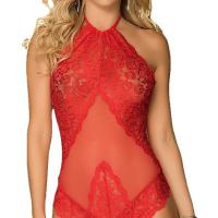 Sultry Lace Bodysuit Sleepwear - Sexy Backless Europe and America-Style Temptation Costume for Women thumbnail