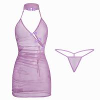 Sultry Vintage Sheer Cheongsam Bodycon Short Dress - Lacy Pure-Temptation Sleepwear Set thumbnail