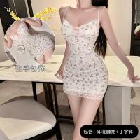 Summer Floral Lace Cami Dress - Sexy Sleeveless Bodycon Sleepwear for Small Bust Women, No-Remove Stylish Nightgown thumbnail