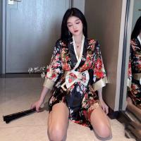 Suoqing Japanese-Style Sexy Lingerie Kimono Robe - Low-Cut Roleplay Outfit for Nightclub & Stage Performances thumbnail