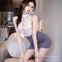 Suoqing Sexy Lingerie Set – Pure & Tempting Secretary Lace Sleep Dress with Sheer Mesh & Bodycon Skirt thumbnail