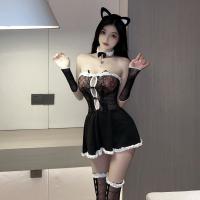 Suoqing Sexy Lingerie Skirt - Shiny Cat-Eye Uniform Dress, Alluring Glow Mini Dress for Women thumbnail