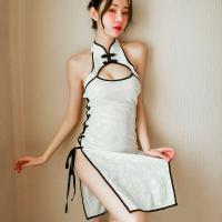 Suoqing Vintage-Inspired Lace Cheongsam Lingerie for Women – Side-Slit Seductive Binding Outfit with Intricate Cut-Out D thumbnail