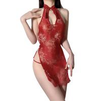 Suoqing Vintage-Inspired Lace Cheongsam Lingerie - High-Waist Cut-Out Drip Pendant Silk-Feel Erotic Outfit thumbnail