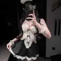 Sweet Maid Costume Set for Small Bust Women - No-Remove Roleplay Lingerie Outfit with Adjustable Straps & Flirty Design thumbnail