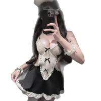 Sweet Maid Costume Set for Small Bust Women - No-Remove Roleplay Lingerie Outfit with Adjustable Straps & Flirty Design thumbnail