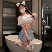 Sweet & Sexy JK Uniform Set - High-End Lingerie Outfit with Crop Top and Pleated Skirt thumbnail