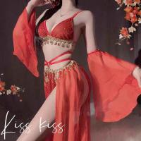 Tang Dynasty Silk Lace Lingerie Set - Gold-Thread Embroidered Sheer Sensual Outfit, Poetic Elegance & Pure Desire Style thumbnail