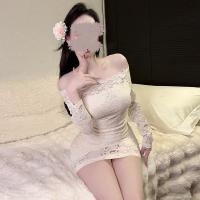 TikTok Trendy Lace One-Shoulder Dress - Sexy Bodycon Mini Skirt for Women, Pure Allure Style thumbnail