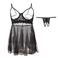 Transparent Sensual Lingerie Set for Women - Open-Cup Sheer Sleepwear with Underwire Support & Seductive Cutouts thumbnail