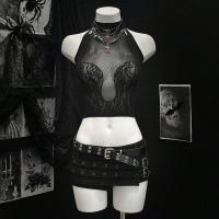 Twill Lace Seductive Bare-Butt Lingerie Top - Sexy Pure-Delight Gothic Punk Crop Vest thumbnail