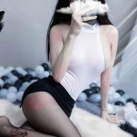 Ultra-Sexy Sheer Open-Crotch Bodysuit for Women – Seductive Secretary Outfit with Tight Pencil Skirt thumbnail