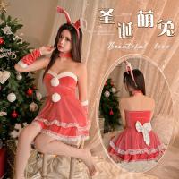 Velvet Christmas Eve Lingerie Set - Sexy New Year Role Play Sleep Dress & Matching Outfit for Couples thumbnail