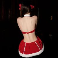 Velvet Christmas Lingerie Sleep Dress - Sexy Cute Costume Role Play Outfit for New Year Eve thumbnail