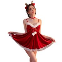 Velvet Red Christmas Lingerie Set - Sexy Role Play Sleep Dress for New Year, Halloween & Date Nights thumbnail