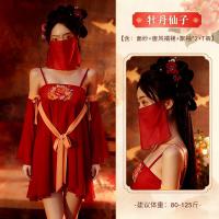 Vintage Chinese Court-Style Lingerie Set – Peony & Hanfu-Inspired Silk Robe with Veil and Sheer Tang Dynasty Skirt thumbnail