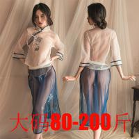 Vintage Chinese-Inspired Lace See-Through Qipao Lingerie Set – Seductive Modern Hanfu Costume for Women thumbnail