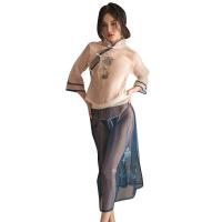 Vintage Chinese-Inspired Lace See-Through Qipao Lingerie Set – Seductive Modern Hanfu Costume for Women thumbnail