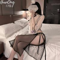 Vintage Chinese-Inspired Lingerie Set – Retro Qipao Style Erotic Mesh Bodysuit with Ties & High Slit thumbnail