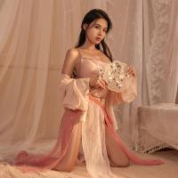 Vintage Chinese-Inspired Lingerie Set - Sheer Chiffon Hanfu-Style Corset & Busty-Delight Belly Dance Outfit thumbnail