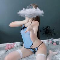Vintage Chinese-Inspired Lingerie Set - Sheer Cheongsam Bodysuit with Open-Crotch Dongdou & Mesh Corset Outfit thumbnail