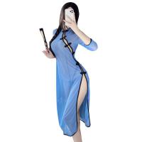 Vintage Chinese-Inspired Sheer Side-Slit Lingerie Dress – Hanfu-Style Erotic Sleep Gown & Modern Qipao Costume thumbnail