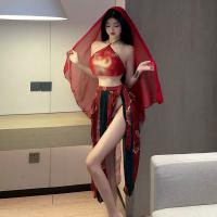 Vintage Chinese-Style Sexy Bodice Set with Sheer Mesh & Ties - Lingerie Sleepwear Ensemble for Women thumbnail
