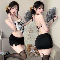 Vintage Chinese-Style Sheer Women's Cheongsam Dress with Halter Neck & Bodycon Fit thumbnail