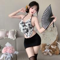 Vintage Chinese-Style Sheer Women's Cheongsam Dress with Halter Neck & Bodycon Fit thumbnail