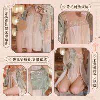 Vintage Hanfu Lingerie Set - Sexy Retro Sleep Dress & Modest Doudou Bra for Women, No-Remove Sensual Nightwear thumbnail