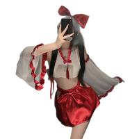White Moonlight Japanese-Style Lingerie Set - Red Sensual Sleep Dress with Bow & Tassel Accents thumbnail