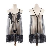 Wild Rose Sheer Lace Sleep Dress & Matching Thong Set - Sensual Women's Transparent Lingerie Ensemble thumbnail