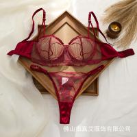 Wine Red Plus Size Lingerie Set - Sexy Sheer Mesh Bra & Panty Set with Lace Cutouts thumbnail
