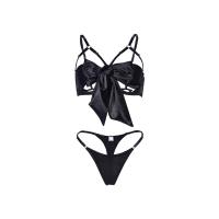 Women's Flirty Lace Bralette & Thong Set - Seductive Bow-Tie Pure-Delight Erotic Lingerie for Adults thumbnail