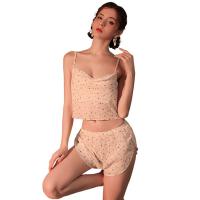 Women's Floral Lace Cami & Shorts Set - Sexy Sheer Split Sleepwear, Pure Allure Lounge Outfit thumbnail