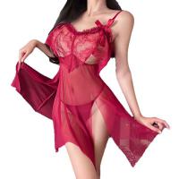 Women's Lace Butterfly Knot Sexy Mesh Slip Dress - Seductive Date Night Sleepwear Set thumbnail