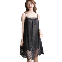 Women's Lace Sheer Sleep Dress - Sexy Loose Fit Backless Nightgown with Adjustable Straps thumbnail