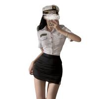 Women's Police Air Hostess Costume Set - Sexy Role Play Outfit with Pencil Skirt & Uniform Style thumbnail