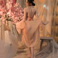 Women's Seductive Silk Sleepwear Set - Chinese Hanfu-Inspired Lace Bodice & Matching Bottoms, No-Remove Lingerie thumbnail