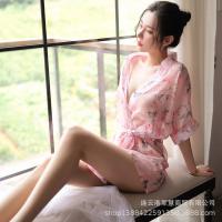 Women's New Sensual Sheer Chiffon Sleepwear Set - Japanese Kimono-Inspired Lingerie Outfit, Plus Size Temptation Ensembl thumbnail