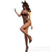 Women's Sexy Lace Mesh Bodysuit with Open-Crotch Design - Elegant European-Style Sheer Tights Set thumbnail