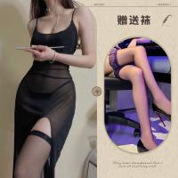 Women's Sexy Lace Mesh Nightgown - Sheer Seductive Slip Dress with Side Slit, Comfortable & Alluring Sleepwear thumbnail