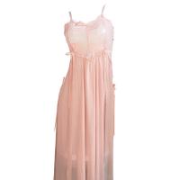 Women's Sexy Lace Mesh Sleep Dress with Open Chest & High Slit – Elegant Sheer Slip Gown thumbnail