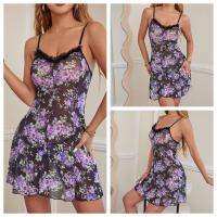Women's Sexy Lace Sheer Floral Slip Dress Set - Elegant Cross-Border Lingerie Outfit thumbnail