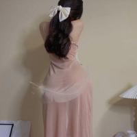 Women's Sexy Lace Sheer Nightgown Set - Transparent Mesh Sleep Dress with Adjustable Straps thumbnail