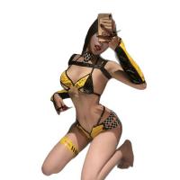 Women's Sexy Role Play Latex-Style PVC Bodysuit - Bold Car Model Inspired Outfit, Sultry Two-Piece Ensemble thumbnail