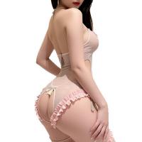 Women's Sheer Lace Bodysuit - Sexy Push-Up Mesh Jumpsuit with Open-Crotch Design & Tear-Away Straps thumbnail
