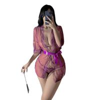 Women's Sheer Mesh Lace Sleepwear Set - Sexy Plus Size Transparent Nightwear Short Skirt Outfit thumbnail