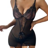 Women's Silk-Look Lace Sleep Set – Loose Comfortable Cami Pajama Set with Matching Robe & Underwear thumbnail