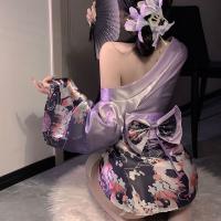 Wuli Tu Temptation Lingerie Set - Deep V Japanese Kimono Style Cosplay Outfit with Floral Fox Dream Design thumbnail